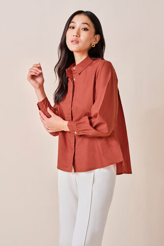 Elena Cotton Shirt, Orange, image 4