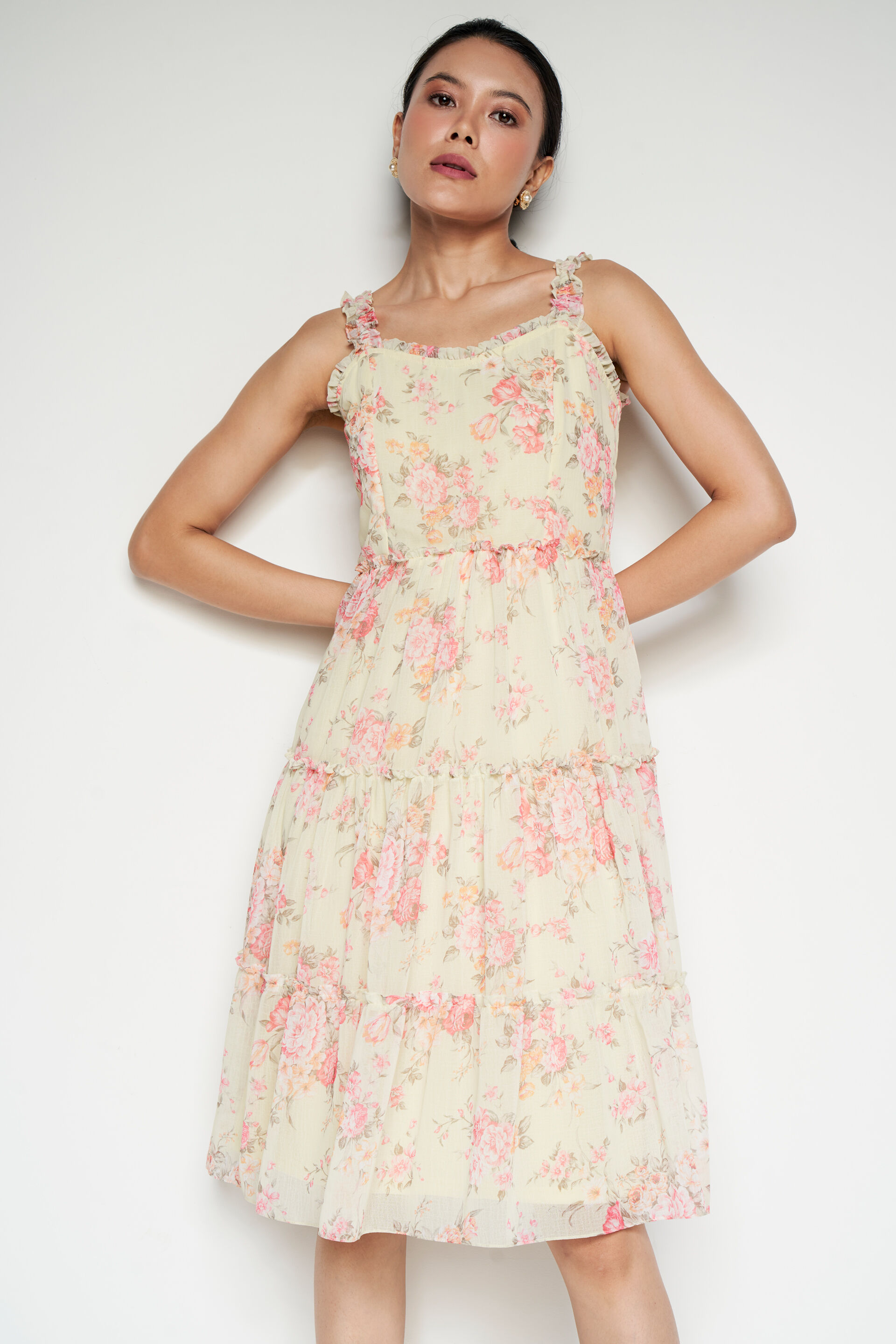 Floral Print Ruched Cami Dress Sexy Sleeveless Summer Midi - Temu