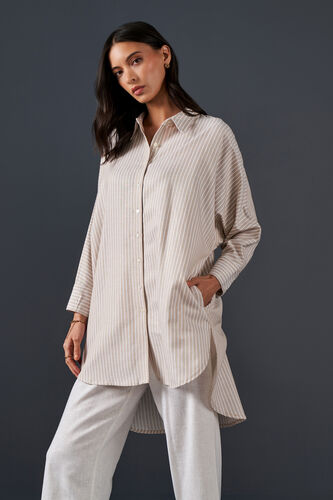 Sandy Side Up Cotton Shirt, Beige, image 3