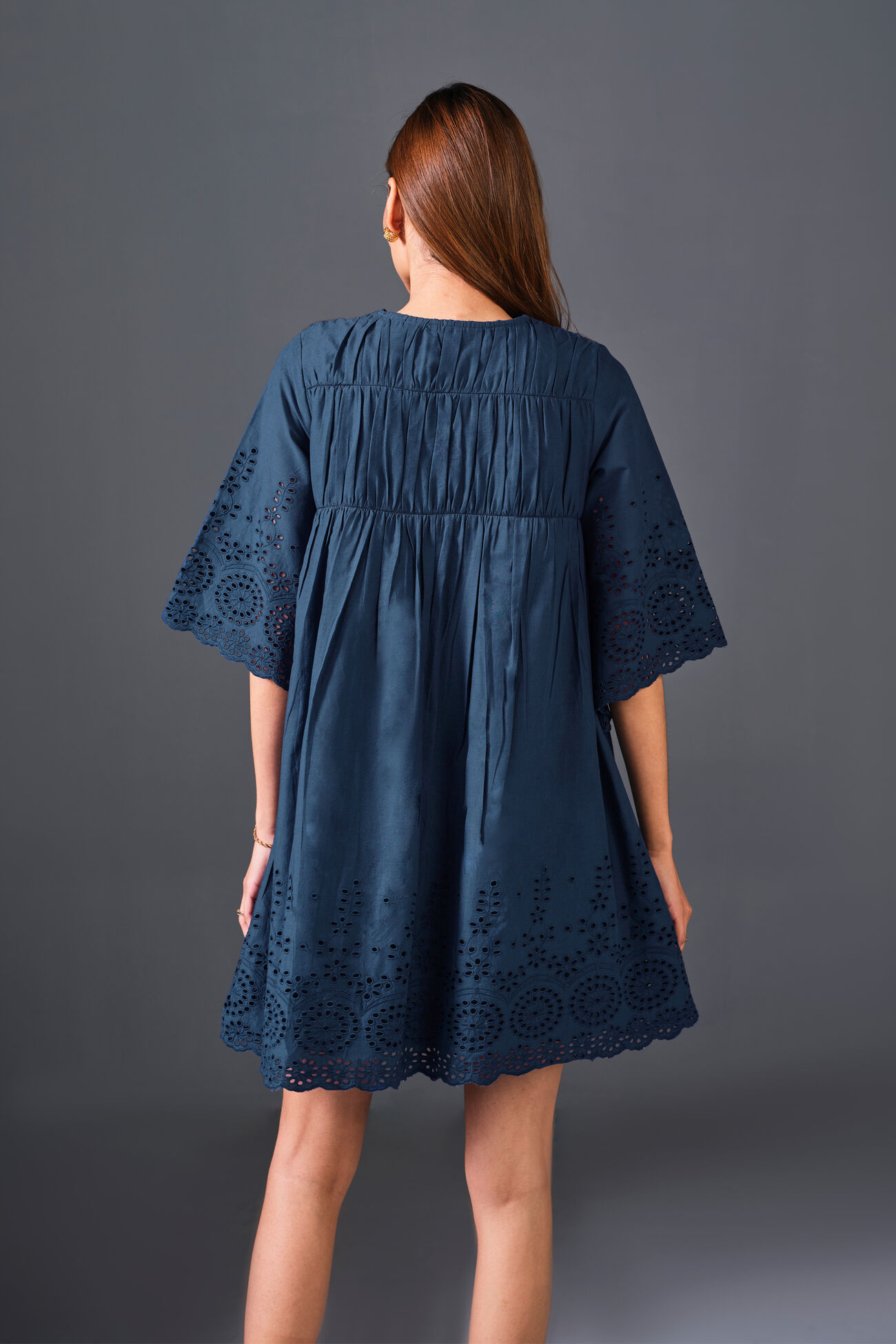 Breezy Fling Cotton Dress, Navy Blue, image 6