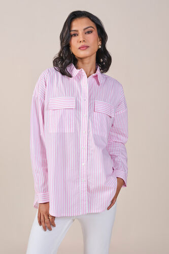 Primrose Stripes Cotton Shirt, Pink, image 1