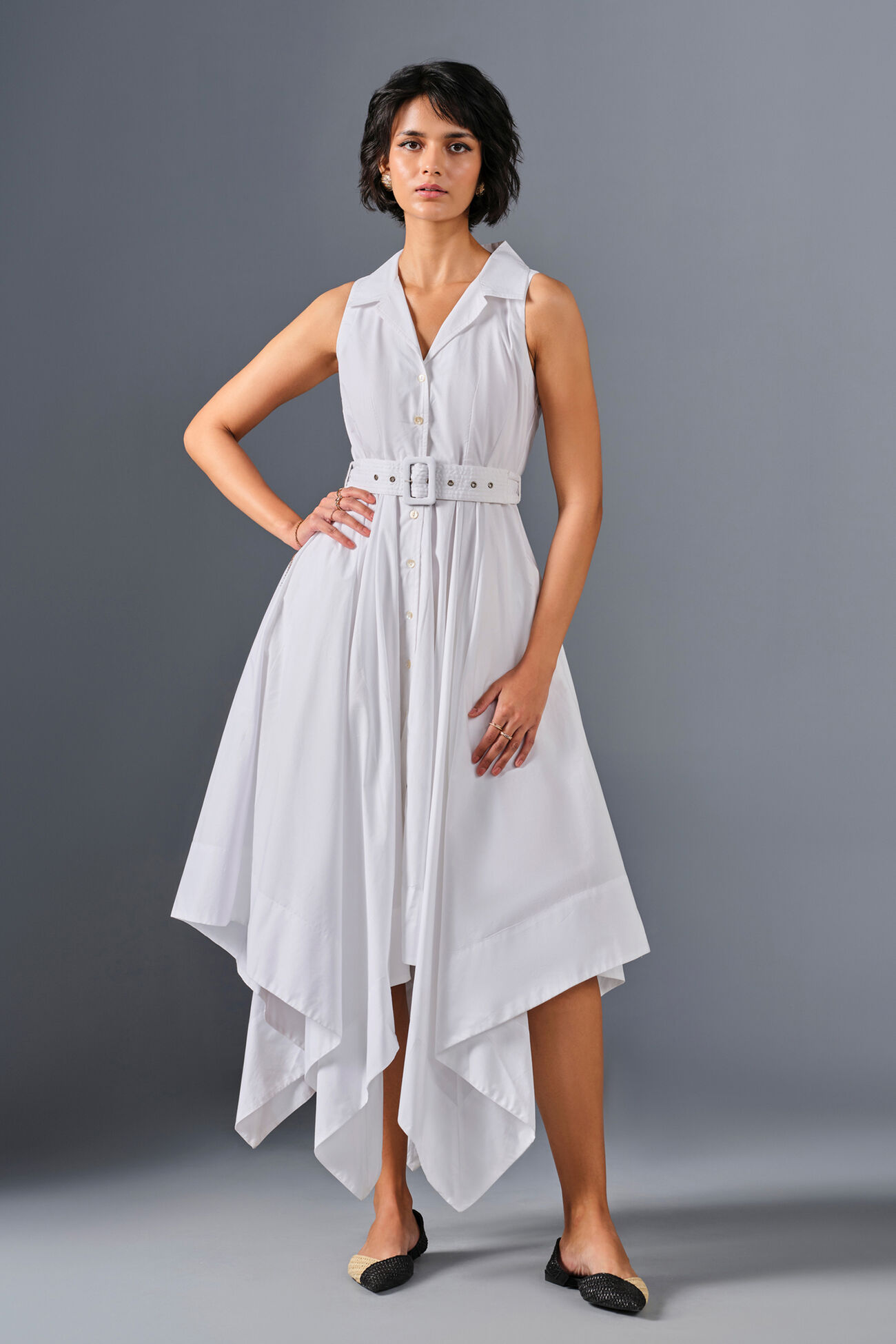 Frolic Summer Cotton Dress, White, image 1