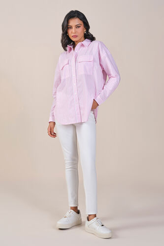 Primrose Stripes Cotton Shirt, Pink, image 2
