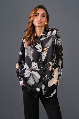 Luxe Printed Shirt, Black, image 1