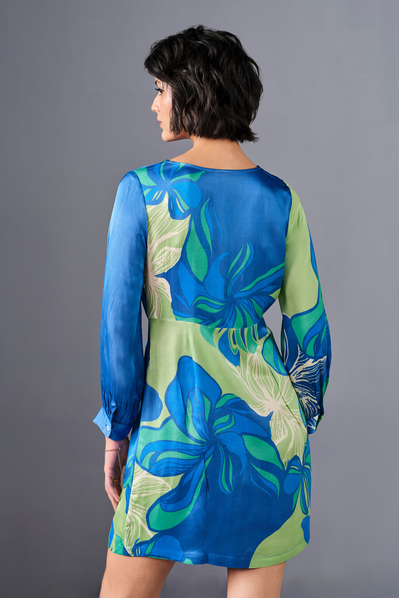 Azure Viscose Mini Dress, Blue, image 6