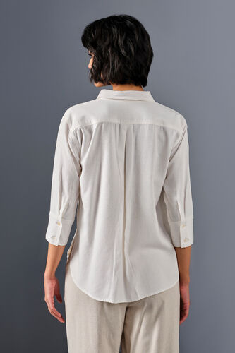 Floral Touch Viscose Linen Blend Shirt, White, image 6